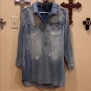 Ladies size small distressed denim dress